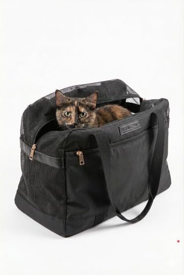 Soft-Sided Dog Carrier Bag, Airline Approved Pet Tote for Small Dogs & Cats, Breathable Mesh, Machine-Washable Cushion, TSA Friendly, Black
