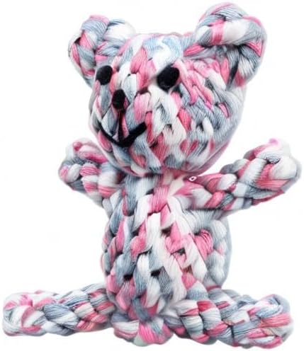 SunGrow Teddy Bear Puppy Teething Toy, Durable Tug and Chew Play for Small & Medium Dogs, Knotted Rope Cotton Design for Teething Comfort, Interactive Training, Active Pet, & Oral Cleaning