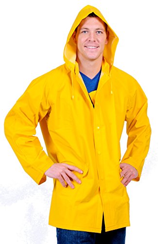 Galeton 7960-L-YW Repel Rainwear 0.35mm PVC/Polyester Rain Jacket with Detachable Hood, Large, Yellow