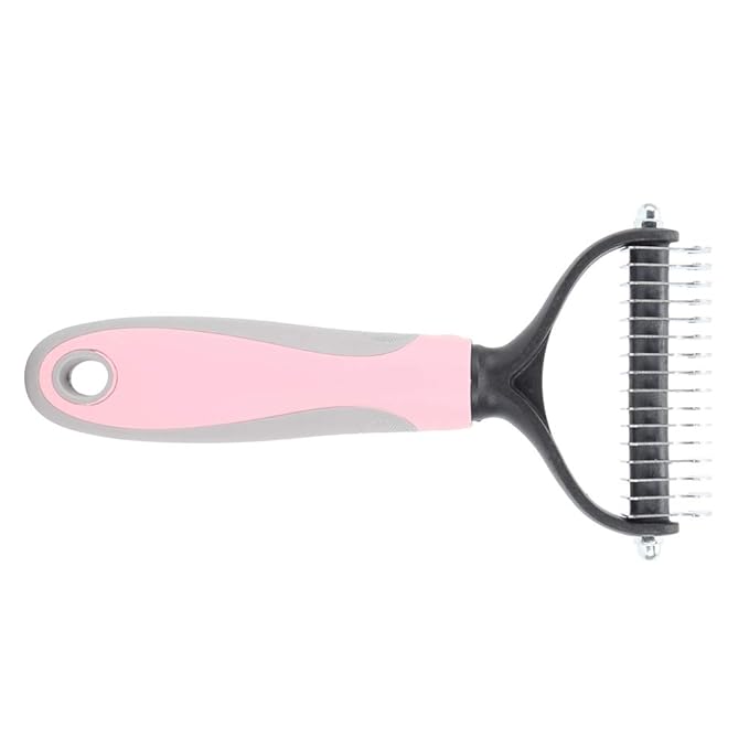 Dog Grooming Rakes, Deshedding Dog Brush, Undercoat Rake For Dogs, Fur Hair Knot Cutter Rake Brush For Shedding Grooming Tool for Detangling and Dematting (S-pink)