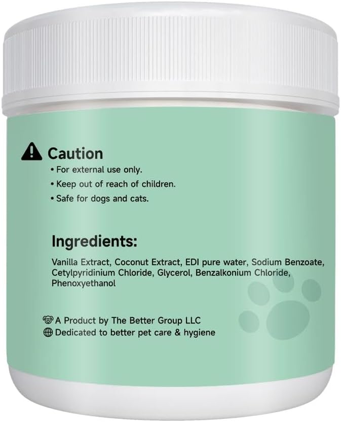 WUME Coconut Vanilla Fresh Pet Dental Finger Wipes for Dogs & Cats, Pet Breath Freshener & Toothbrush Alternative, Natural Coconut & Vanilla, 50 Count