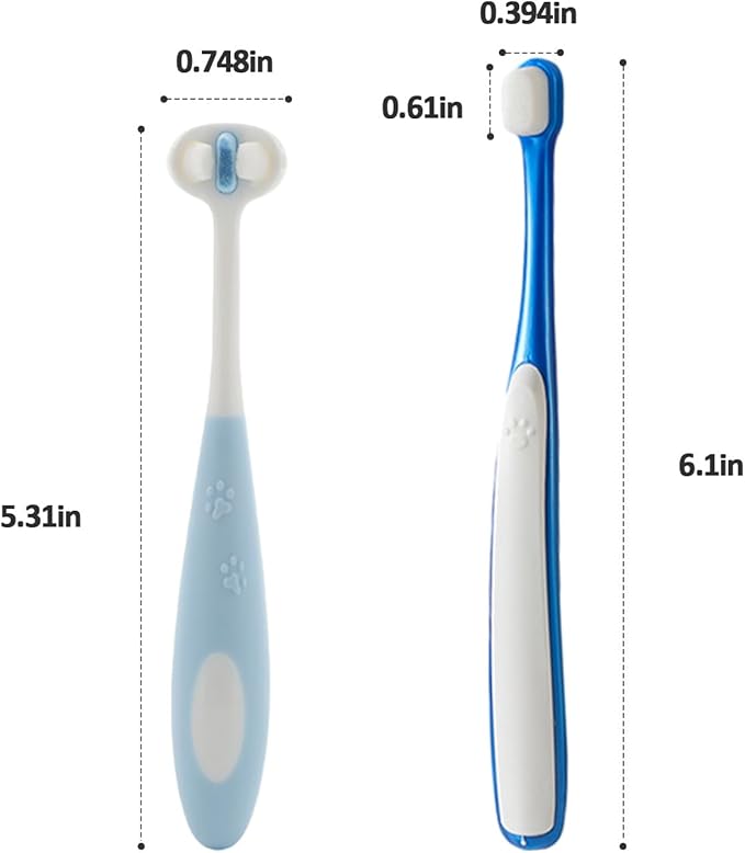 Dog Toothbrush Set that Makes Brushing Easy | Finger Toothbrush & Long-Handle Brush for Dogs & Cats | BPA-Free Silicone Bristles | Pet Dental Care & Teeth Cleaning