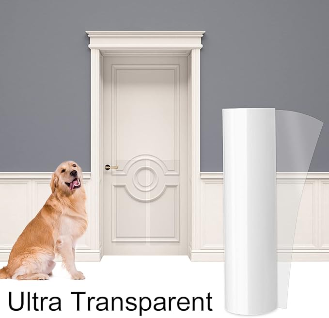 KEBE Door Scratch Protector, Protect Your Furniture Wall with Clear Premium Heavy Duty Door Cover Scratch Shield Guard for Dog Cat Scratching,63 in X 7.9 in