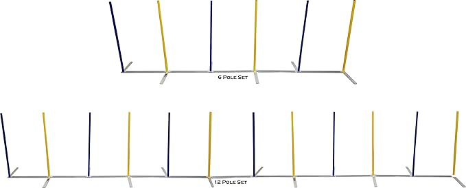 ActiveDogs Agility Above Ground Weave Poles - Outdoor Dog Obstacle Agility Training Exercise Equipment (Competition Weave Pole System - 12 Pole)
