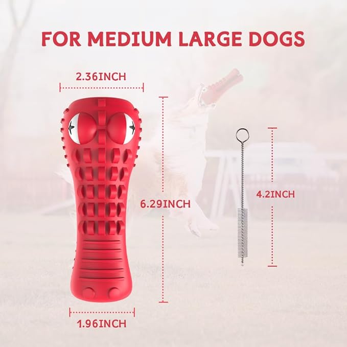 Dog Toys for Aggressive Chewers, Indestructible Dog Chew Toys for Medium Large Breed, Interactive Tough Dog Squeaky Toys to Keep Them Busy, Natural Rubber Durable Dog Toothbrush Teeth Cleaning Toys