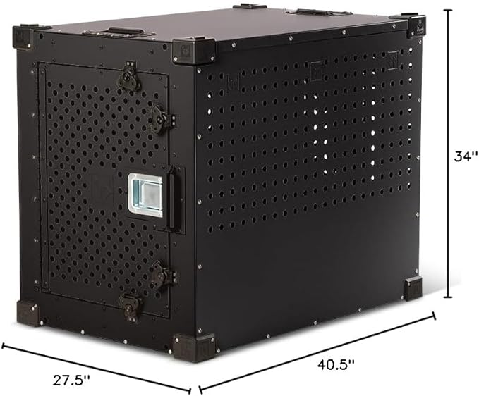 Impact Indestructible High Anxiety Dog Crate for Extra Large Dogs - Heavy Duty Escape Proof Indoor Dog Kennel with Powder-Coated Aluminum -Ideal for Escape Artists (Black 40"+ (40.5"L x 27"W x 33"H)