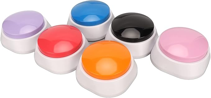 Focket Dog Communication Buttons, 30-Second Recording 6-Piece Set Dog Talking Buttons, Recordable with Six Colors for Pet Training and Interactive Play