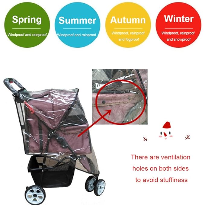 Universal Stroller Rain Cover, Transparent Pet Stroller Cover Waterproof Windproof Stroller Accessory for Outdoor Protection