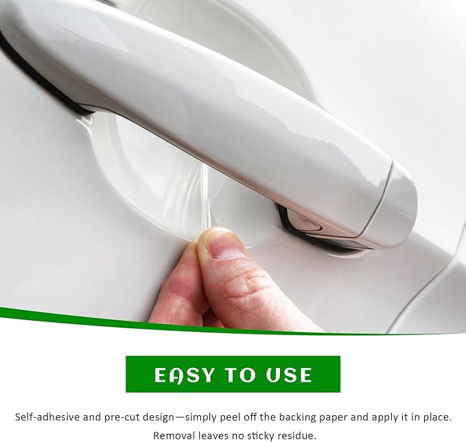 8PCS Car Door Handle Protector, Anti-Scratch Transparent Car Doors Bowl Covers Paint Guard Stickers, Waterproof Clear Self-Adhesive Door Cup Protective Film for Most Vehicles