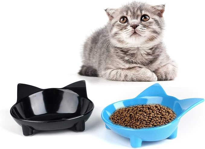 Set of 2 Non-Slip Cat & Dog Bowls – Wide, Shallow Food and Water Dishes for Whisker Fatigue Relief, No Spill, Safe Food-Grade Pet Bowls for Cats, Small Dogs, Kittens, Puppies & Rabbits