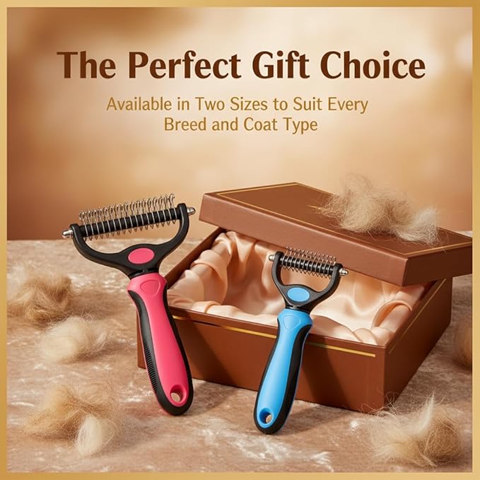 Deshedding Brush for Dogs and Cats: Undercoat Rake Pet Brush for Long Hair - Dematting Comb Removes Tangles Knots and Loose Fur, Grooming Tool for Thick Coats (pink, M+L)