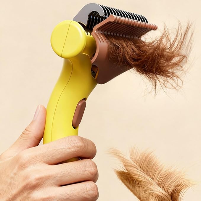 2 PCS Professional Deshedding Tool for Dogs Cats, 2026 Upgrade Pet Grooming Rake, Extra-Wide Deshedding Dog Brush Pet Hair Remover Tool for Short Long Haired Remove Tangles, Knots, Mats (White+Yellow)