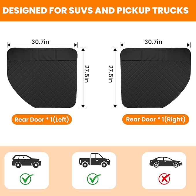 Dog Car Door Protector, 20% Larger Coverage Vehicle Door Cover,Car Door Guard Mat, Pet Door Panel Protector for SUVs Pickup Trucks, Protects Doors from Dog Scratching (Black)