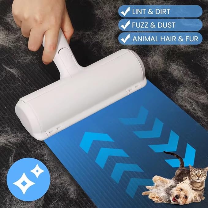 Reusable Pet Hair Remover Roller β Dog & Cat Fur Lint Cleaner for Sofa, Carpet, Bed & Car Seats β No Adhesive Required (White/Orange)
