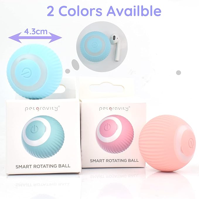Automatic Active Rolling Ball for Dogs Self Moving Balls, Interactive Cat Ball Toy with LED Lights, USB Rechargeable, Silicone Surface (Pink)