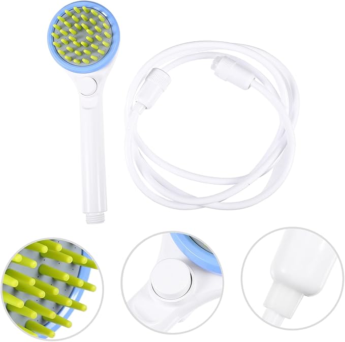 Portable Pet Shower Sprayer with Hose Abs Dog Bath Brush and Puppy Massage Tool for Comfortable Grooming Suitable for Long Hair Dogs and Cats