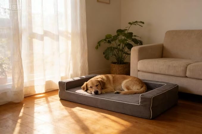 X-Large 7 Inch Solid Orthopedic Memory Foam Dog Bed for Arthritis Relief & Hip Dysplasia - Bolster Couch Style with Premium YKK Zipper Waterproof Washable Cover for Senior Dogs 90-150lbs