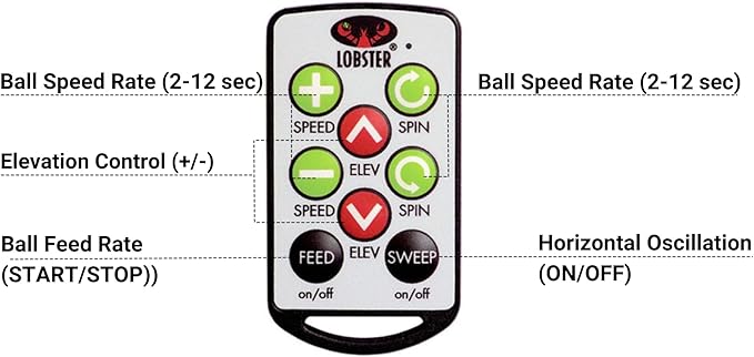 LOBSTER Sports Elite Tennis Ball Machine with External Battery - Auto Portable Ball Launcher, Preloaded & Custom Drills, Spin Control, Elevation Switch, Speeds up to 80MPH, with Multi-Function Remote