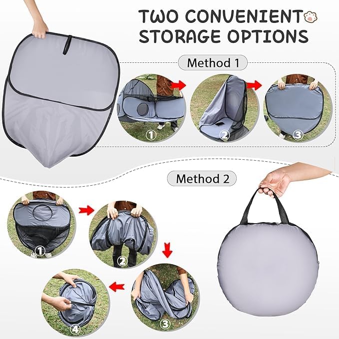 Tailtastic Dog Playpen with Surround Tunnel, Outdoor/Indoor Cat Playpen with Breathable Soft Sides,Tailtastic Cat Enclosure Tent for Small Animals, Portable Cat Tent with Carry Bag (Large)