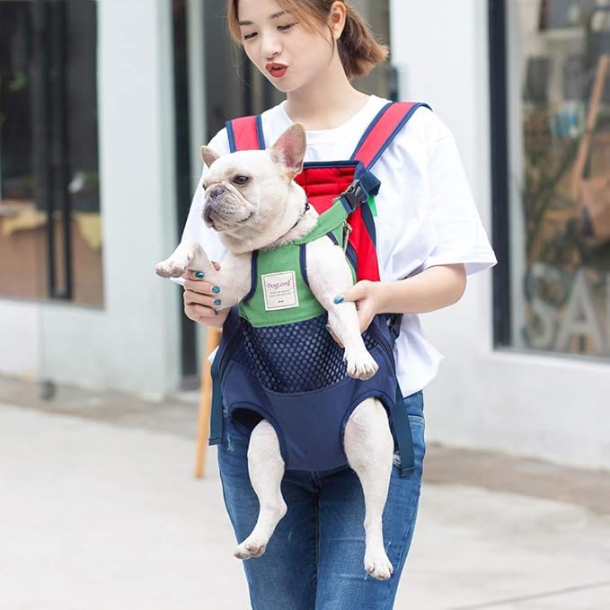 Dog Backpack Carrier Small Dog Backpack, Pet Dog Front Backpack Legs Out Dog Chest Carrier for Small Dogs, Cat Backpack Carrier Dogs Travel Back Pack Hands-Free Hiking Bike Motorcycle (Size:11–19 lbs)