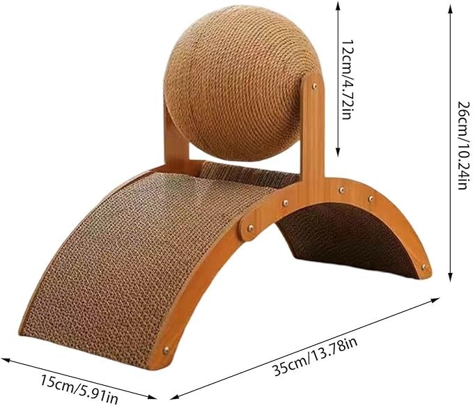 Interactive Scratch Pad for Cats, Cat Scratching Post Design with Arch Bridge and Ball for Kittens, Stylish Cat Scratching Board for Pets to Relieve Stress (S - Upgrade)