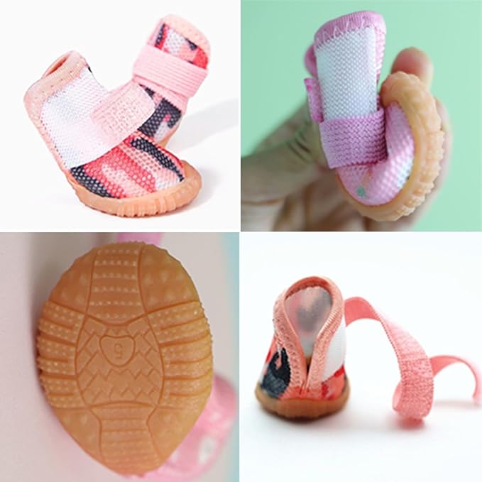 Dog Boots & Paw Protectors for Summer Hot Pavement Puppy Shoes with Anti-Slip Rubber Soles Pet Socks for Small Medium Dogs_1#(Blue)