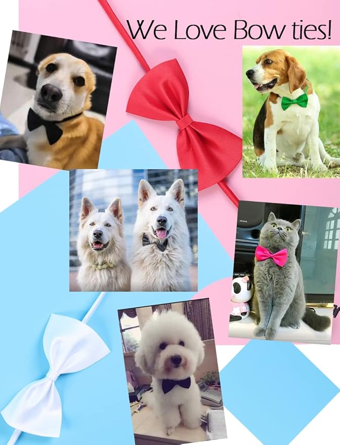 20 Pcs Dog Bow Tie, Bowties for Puppy Dogs, Pet Grooming Accessories Bow Tie Cat Collar Bulk