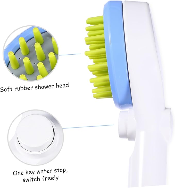 Healifty Portable Pet Shower Sprayer with Hose Multifunctional Dog Bath Brush and Massage Scrubber for Grooming and Efficient Water Rinse Comfortable Puppy Bathing Tool