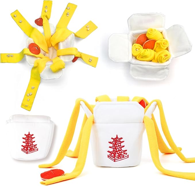 Dog Toys Plush with Squeaky & Treat Hiding Features - Mental Stimulation Enrichment Toy for Large Breed Dogs - Machine Washable Slow Feeder to Keep Dogs Busy,Take Out Box