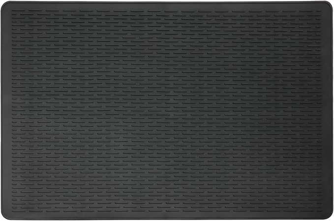 Large Cat Litter Mat 39x27 Inch, XL Waterproof Cat Litter Box Mat, Extra Large Litter Trapping Mat, Washable Rubber Cat Litter Catcher Mat for Multiple Cats, Black