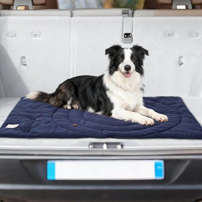 Travel Dog Bed | Camping Dog Bed | 46.46"x26.38" Waterproof Outdoor Dog Mat | Portable Place Mat for Dogs with Handle | Machine Washable | Easy Clean for Outdoor Adventures (Brown, Large)