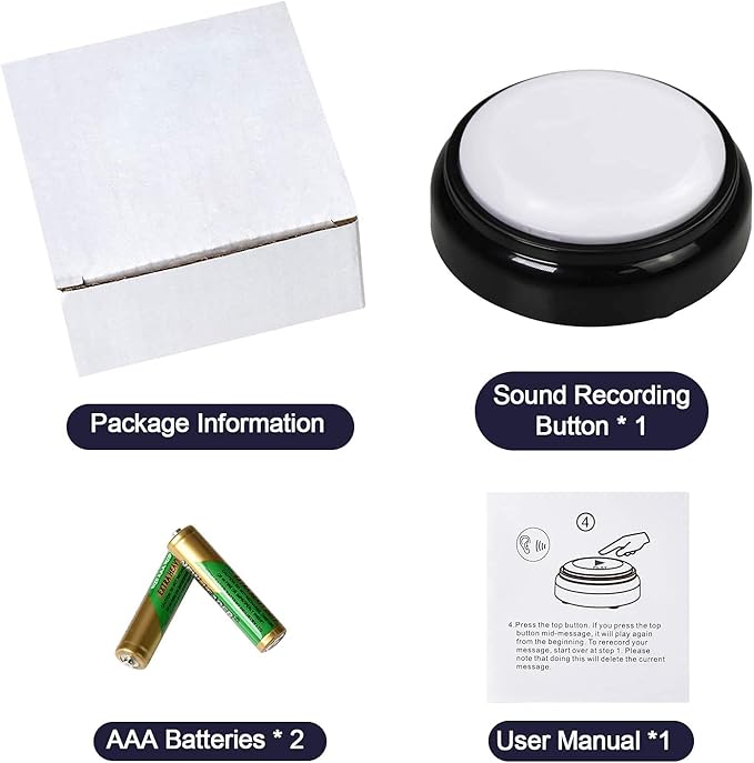 Recordable Sound Button- Record & Playback Your Own Message- Recordable Talking Button 30 Second-Answer Buzzers for Funny Novelty Office Desk Gag Gift Custom That was Easy Button