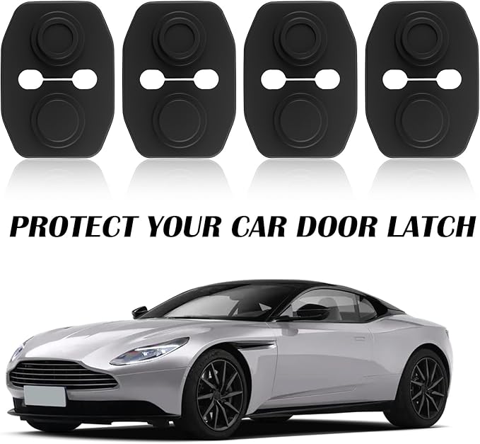 4PCS Universal Silicone Car Door Latch Covers,New Silicone Door Latch Protective Cover with 3 Layers of Shock Absorption for Protection & Noise Reduction,Soft Car Doors Strike Protector