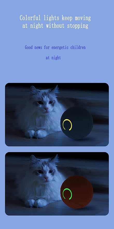 Dog Toys,Cat Toys,A Toy Ball Suitable for Entertaining Small Dogs, Rechargeable Interactive Pet Ball with LED Lights, Self Moving Pet Toys,Automatic Jump Ball with a Diameter of 2.08 inches(Orange)