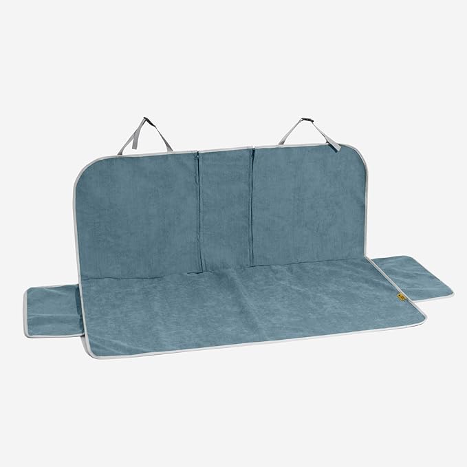 FUNNY FUZZY Dog Car Seat Cover for Back Seat, Back Seat Pet Cover for Dogs Waterproof, Scratchproof Dog Backseat Cover, Non-Slip Bench Car Seat Protector, Universal Fit Most Cars, SUVs, Trucks, Blue