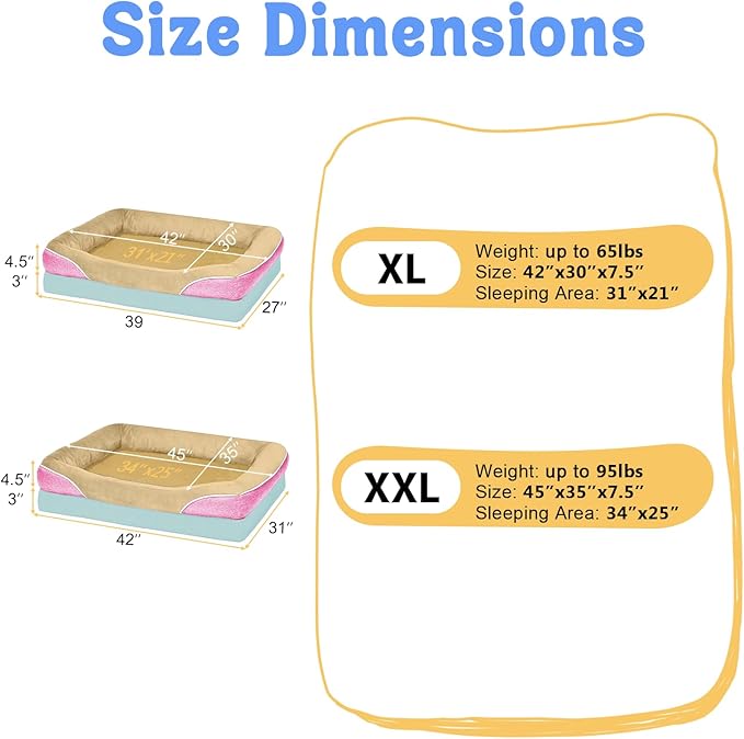 Chez Paw Extra Large Dog Bed Orthopedic - XL Orthopedic Dog Beds Waterproof Pet Couch Memory Foam Sofa Bolster with Removable Cover - 42 x 30