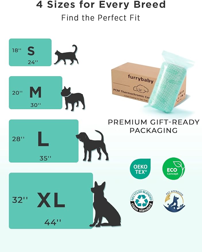 furrybaby Dog Cooling Mat Dog Bed mat, Extra-Thick Dog Crate Pad, Cat Bed, Washable Pet-Safe Magic Cooling Pad for Dogs Cats, Long Lasting Cooling for Crate Bed Indoor Outdoor Summer, 24x18, Mint