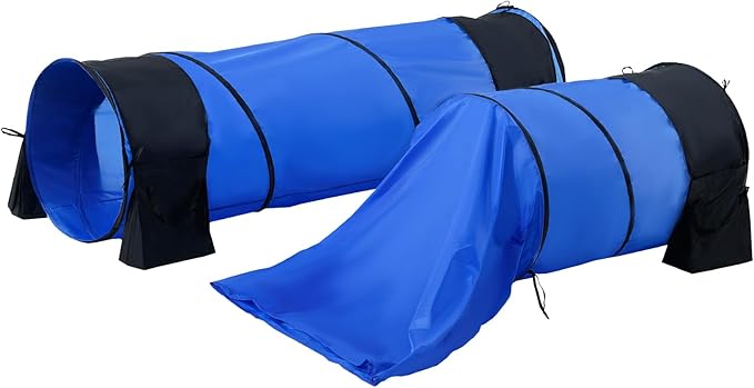 VEVOR Dog Agility Training Equipment, 13pcs Dog Agility Course Backyard Set, 2 Tunnels with Sandbags,Adjustable Hurdles,Weave Poles,Jump Ring,Pause Box, Puppy Obstacle Course Kit with Storage Bag