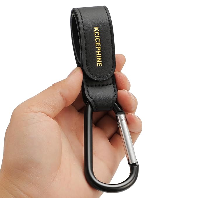 2 Pack Stroller Hooks, Stroller Straps for Diaper Bags,Adjustable Stroller Carabiner Clip,Baby Stroller Accessories for nuna,Uppababy,Bob,Hook for Bike,Scooter,Wheelchair,Walker Accessories(Black)