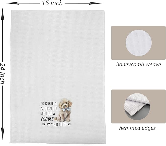 Poodle Kitchen Towels - Set of 2, 16x24 Inches with Poodle Decor, Ideal Dog Lover Gifts