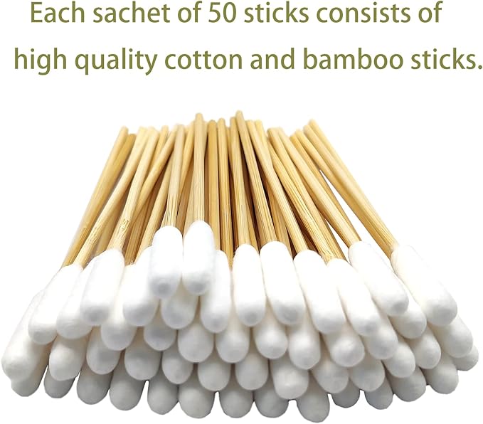 Dog Ear Cleaning Swabs 800 Count – 4.72 Inch Long Cotton Tipped Applicators for Small Medium Dogs & Cats, Bamboo Lint-Free Ear Wax Removal & Grooming Kit, 16 Resealable Packs