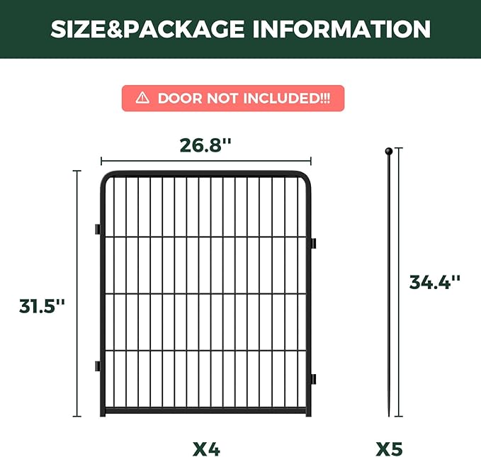 FXW Rollick Unleashed Dog Playpen for Indoor, Yard, RV Camping, 32 inch 4 Panels for Small and Medium Dogs, Black│Patented