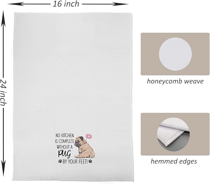 Pug Dog Kitchen Towels - Pug Lovers Gift, 16x24