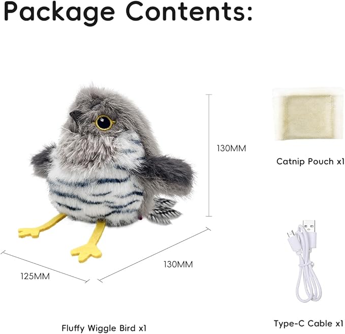 Interactive Cat Toys for Indoor Cats – Flying Bird Cat Toy, Flapping Bird Cat Toy with Chirping Sound,Interactive Flappy Bird Cat Toys,Rechargeable Touch Activated Flying Bird Cat Toys For Indoor Cats