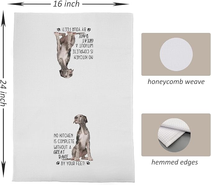 Great Dane Dog Kitchen Towels - Great Dane Gifts for Great Dane Lovers Women, Great Dane Dog Hand Towels Dish Towels, Great Dane Stuff, No Kitchen is Complete Without a Great Dane, 16x24 Inch