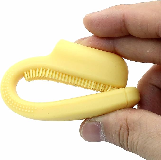 3 Pack Dog Finger Toothbrush, Food Grade Silicone Finger Toothbrush Soft Bristles for Gentle Cleaning(Green, Yellow, Blue)
