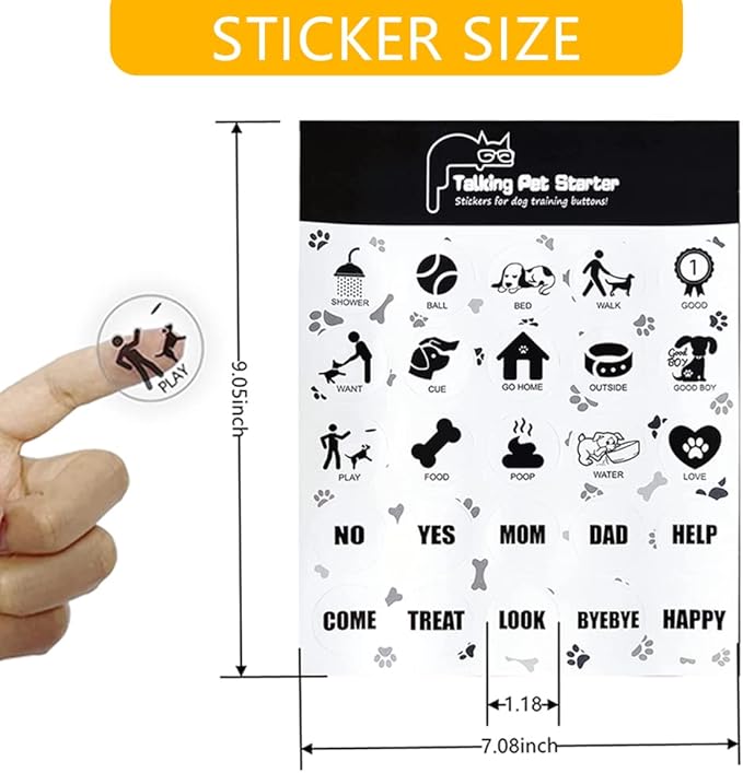 Dog Stickers, 25 Modern Pet Training Actions, Black-White, Paper, Indoor, Single Use