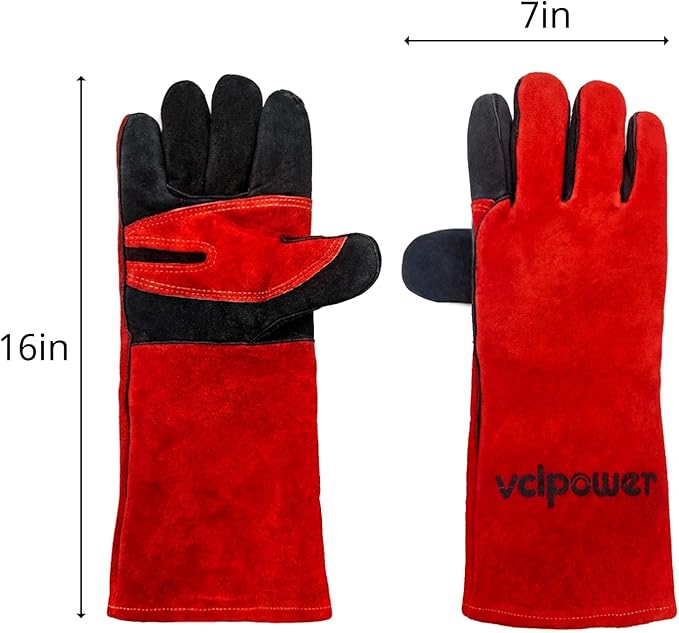 vclpower Animal Handling Gloves Size M Fit for Women & Small Hands Bite Proof Double Leather Reinforced Padding Dog,Cat Scratch,Bird Handling Falconry Gloves Grabbing Reptile Squirrel Snake Bite 16in