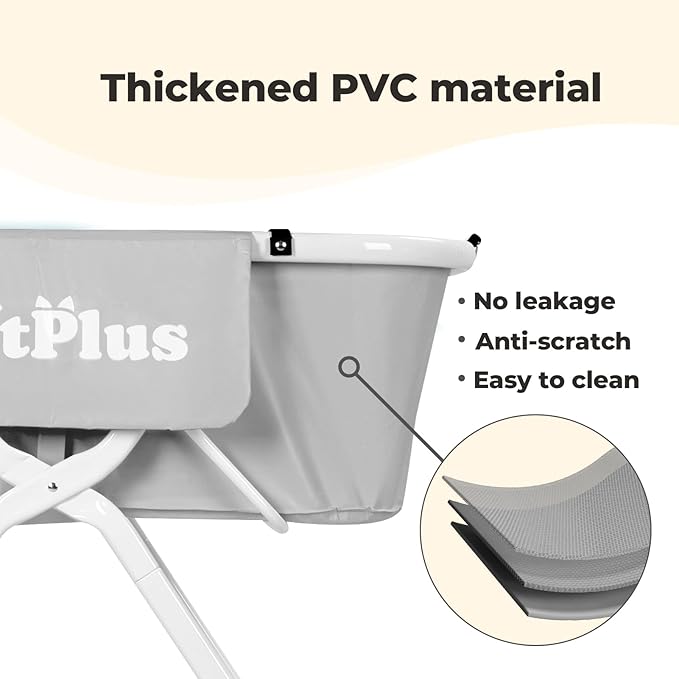 KITPLUS Portable Dog Bathtub, 5 Height Adjustable Dog Washing Station for Pet Shower and Grooming Foldable Bathing Tub with Storage & Anti-Slip Design for Small Large Dogs Cats
