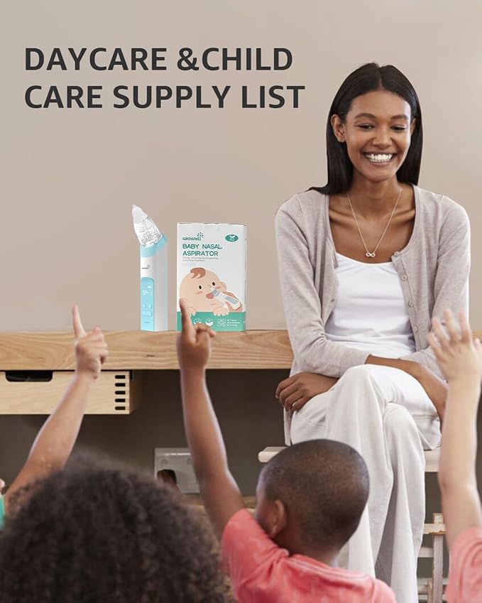 GROWNSY Nasal Aspirator for Baby with Protection Mode, Electric Nose Suction for Baby, Automatic Baby Nose Sucker with 3 Silicone Tips, Adjustable Suction Level, Music and Light Soothing Function